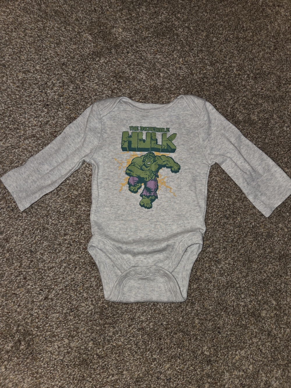 Marvel Gray Heather Hulk Graphic Long Sleeve One-Piece
